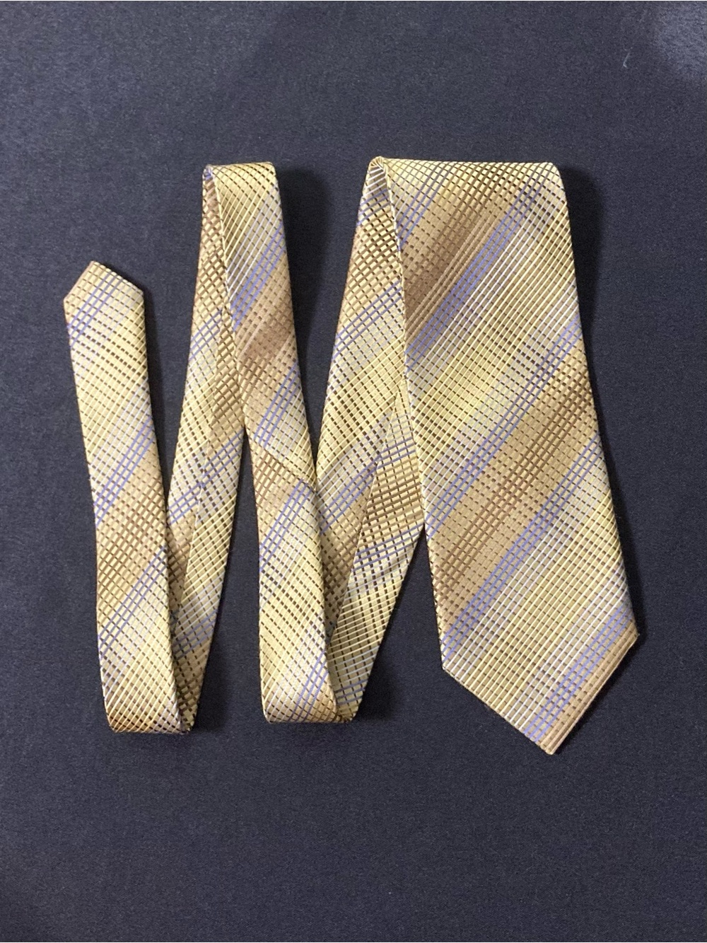 ⭐️ Roberto Villini Gold And Purple Striped Formal Silk Necktie
